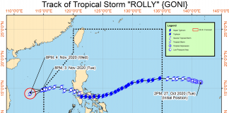 Tropical Storm Rolly exits PAR Tuesday night