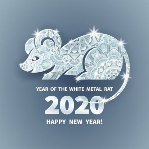 Année du rat de métal blanc 2020 nouvelle année